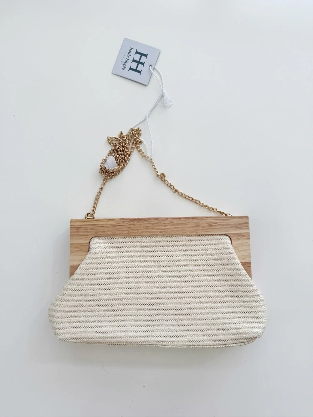 NWT Haute Hippie Woven Chain Strap Clutch